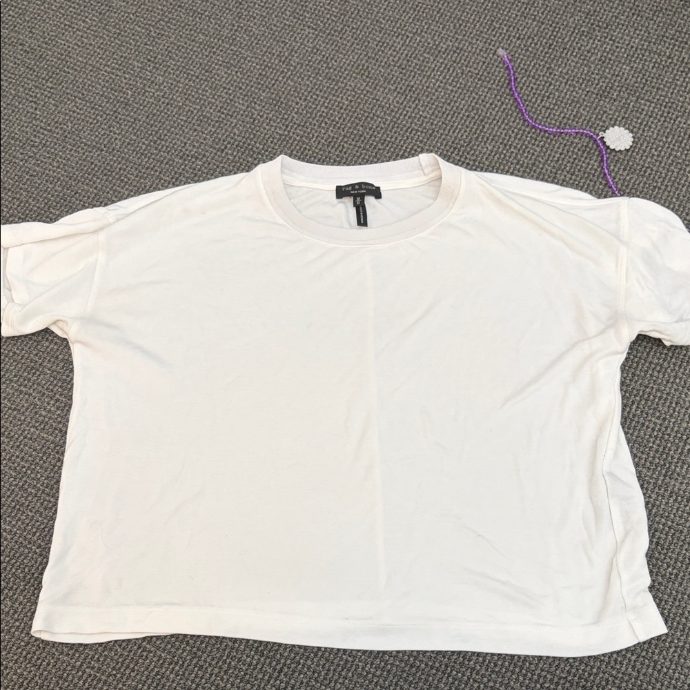 Rag & Bone double layered heavy White tshirt Top cropped